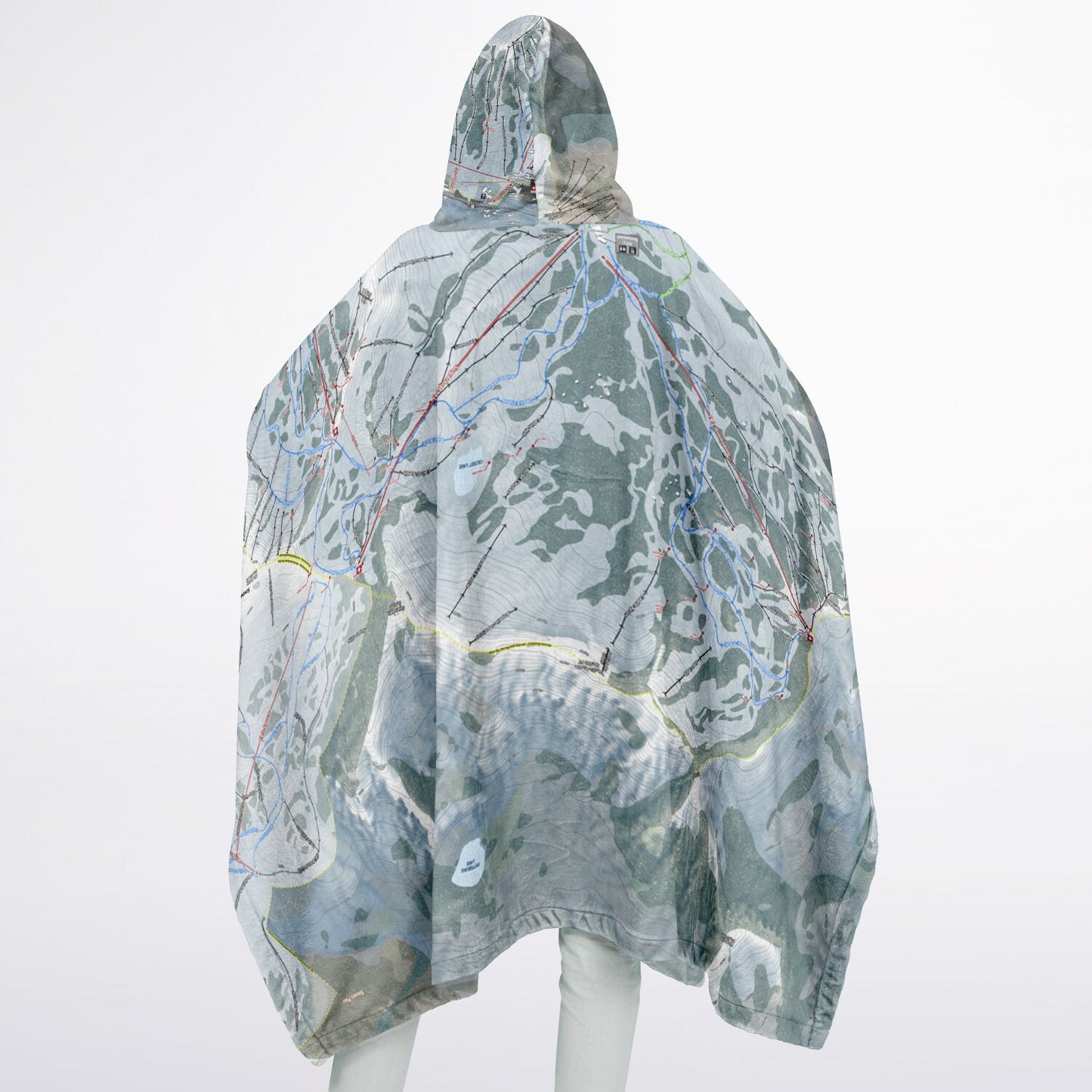 Alta, Utah Ski Resort Map Flannel Blanket Poncho