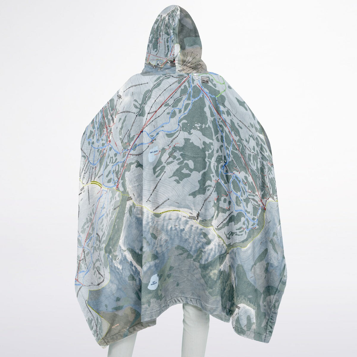 Alta, Utah Ski Resort Map Flannel Blanket Poncho