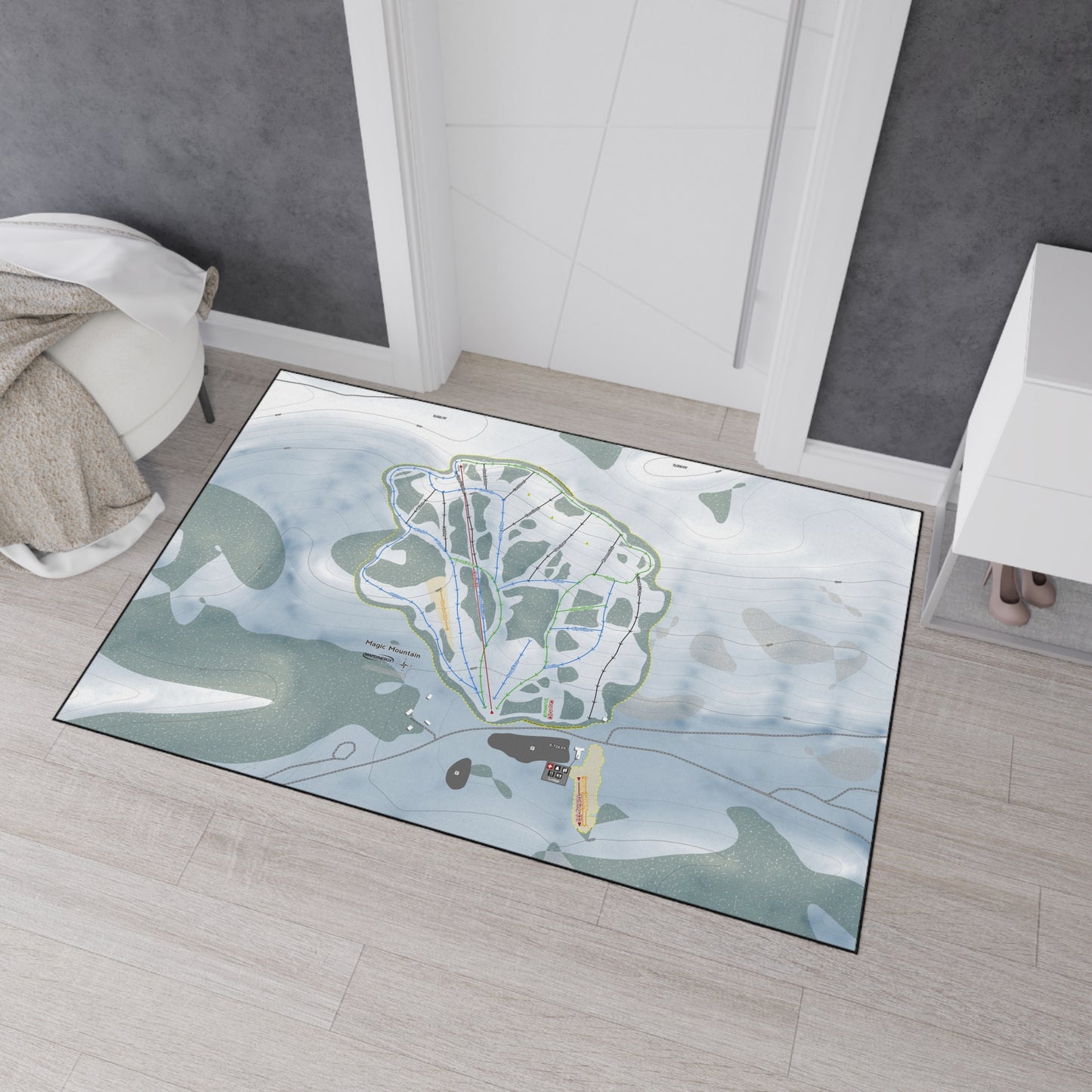 Magic Mountain, Idaho Ski Resort Map Heavy Duty Floor Mat