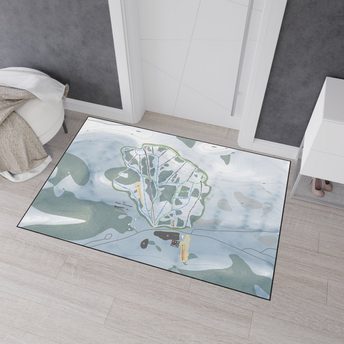 Magic Mountain, Idaho Ski Resort Map Heavy Duty Floor Mat