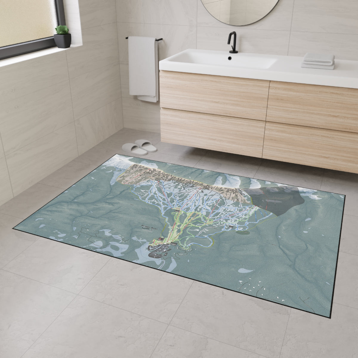Bridger Bowl, Montana Ski Resort Map Heavy Duty Floor Mat