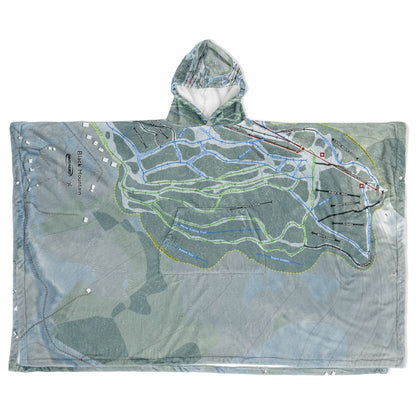 Black Mountain, New Hampshire Ski Resort Map Flannel Blanket Poncho