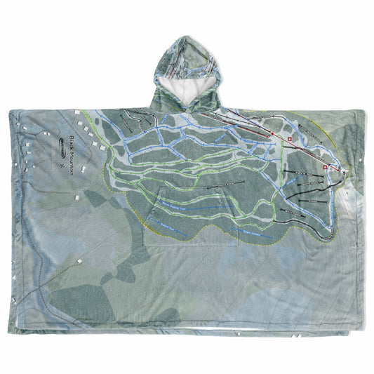 Black Mountain, New Hampshire Ski Resort Map Flannel Blanket Poncho