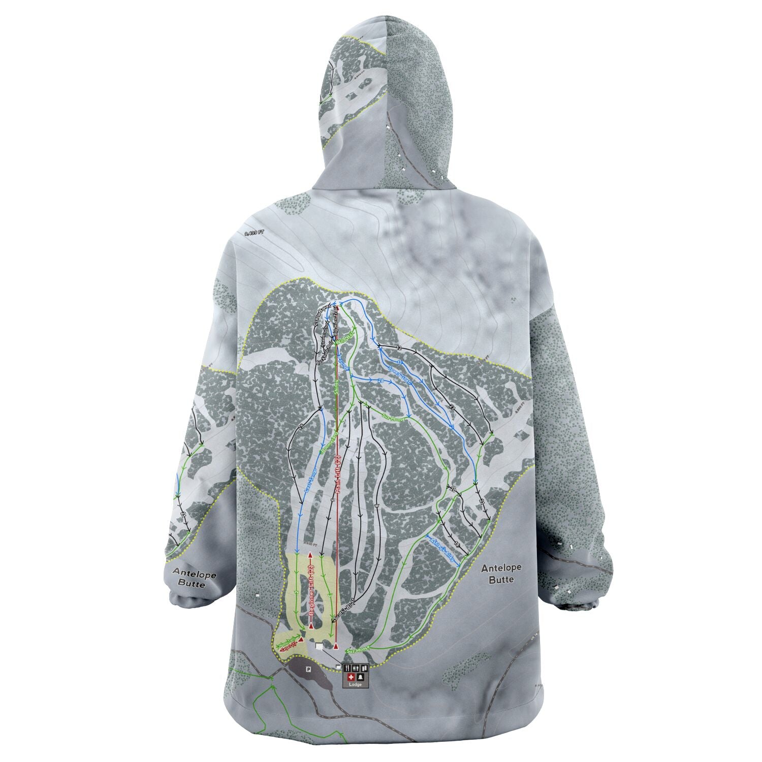 Antelope Butte, Wyoming Ski Trail Map Snug Hoodie