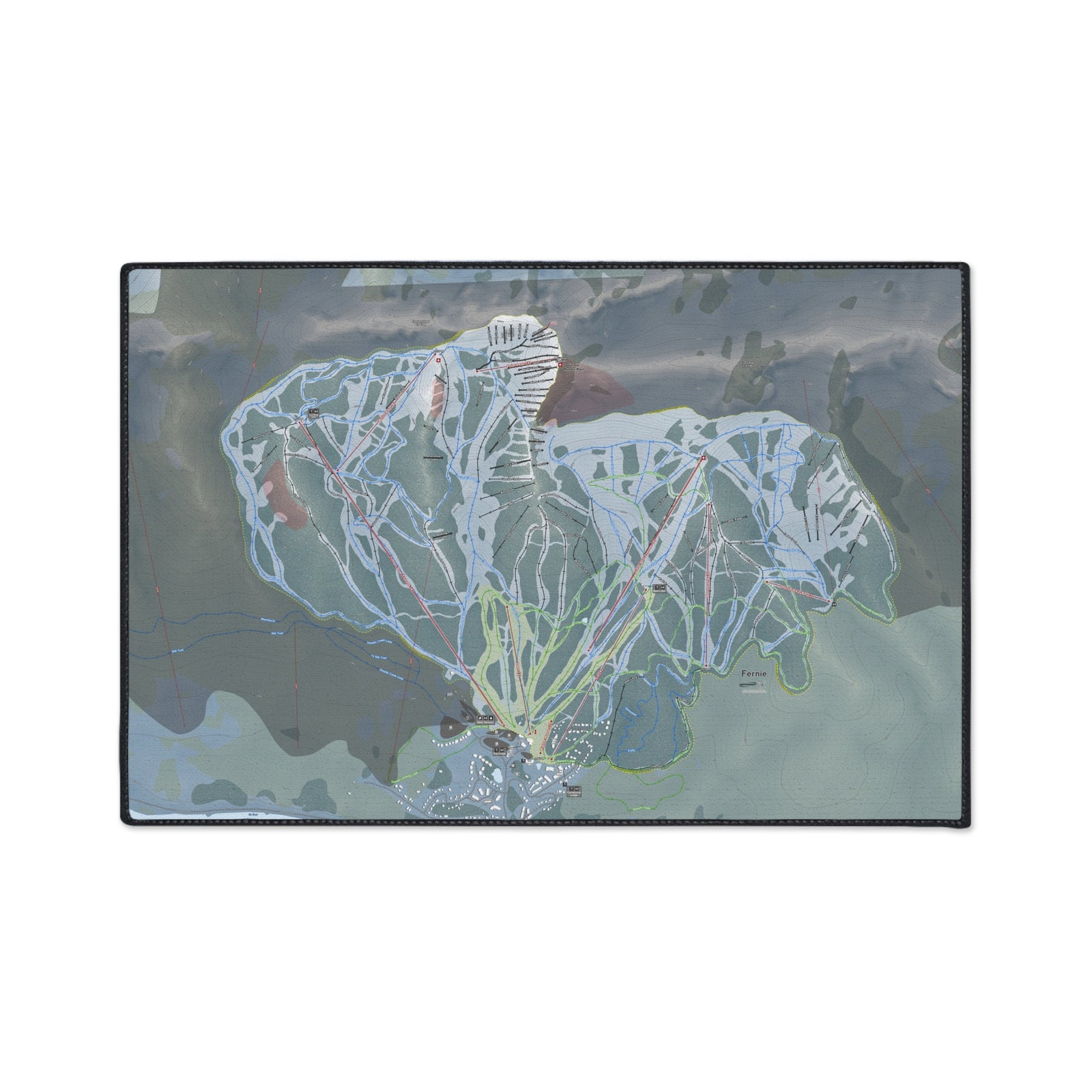 Fernie, British Columbia Ski Resort Map Heavy Duty Floor Mat