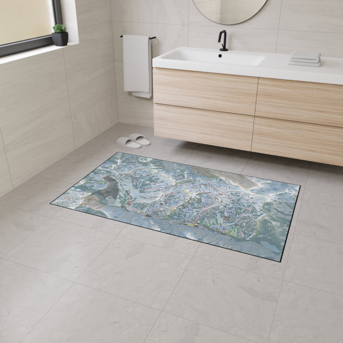 Little Cottonwood Canyon, Utah Ski Resort Map Heavy Duty Floor Mat