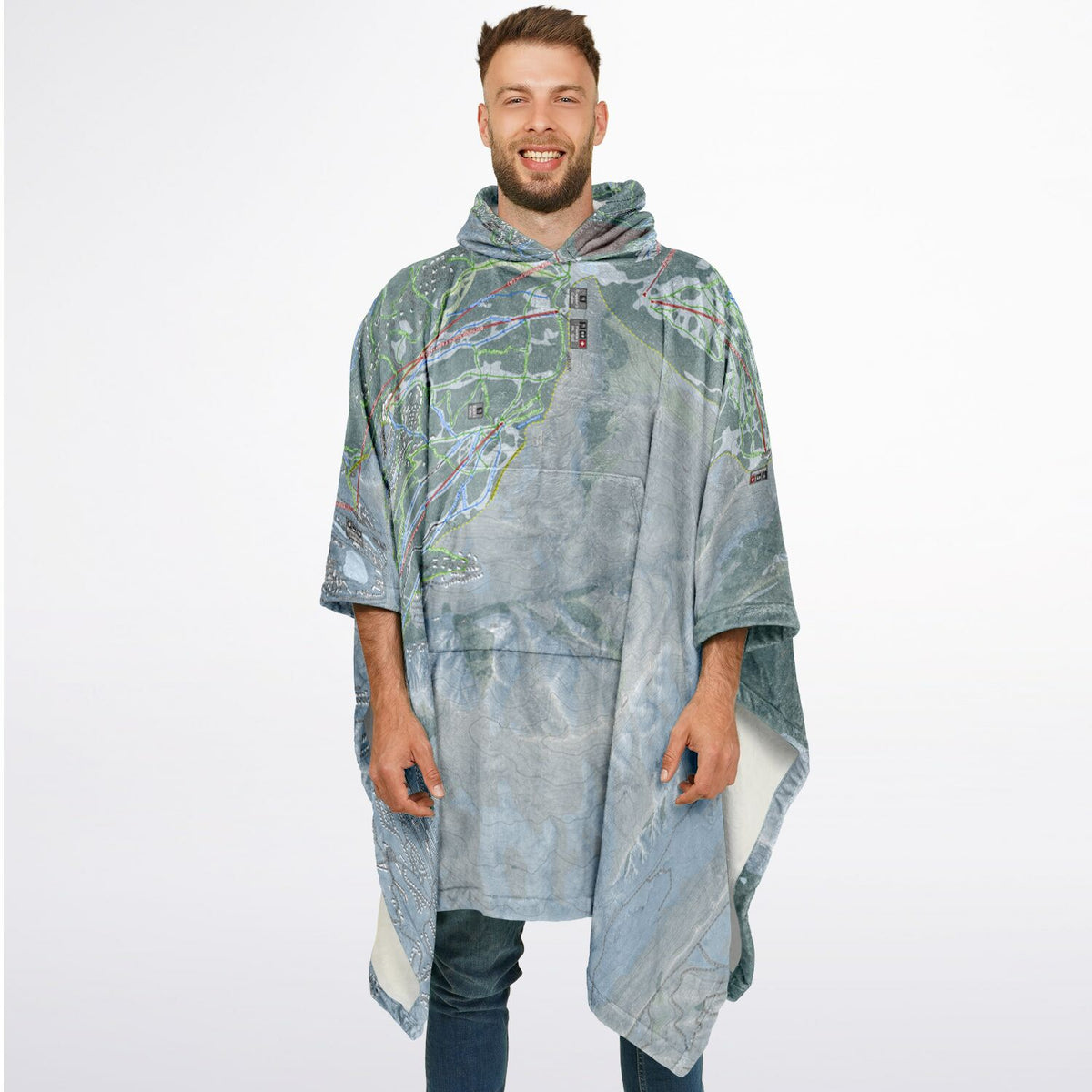 Beaver Creek, Colorado Ski Resort Map Flannel Blanket Poncho