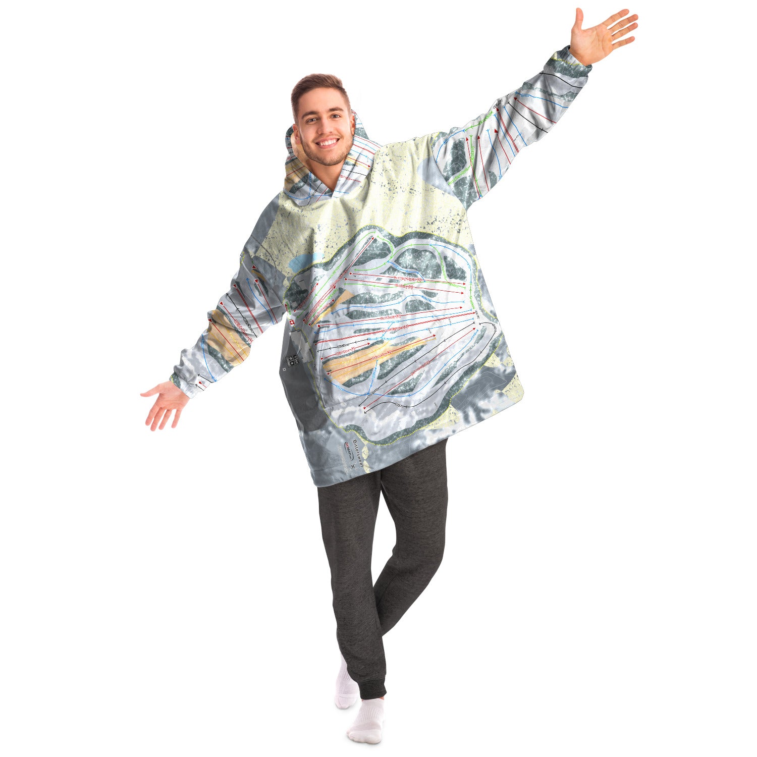 Bittersweet, Michigan Ski Trail Map Snug Hoodie