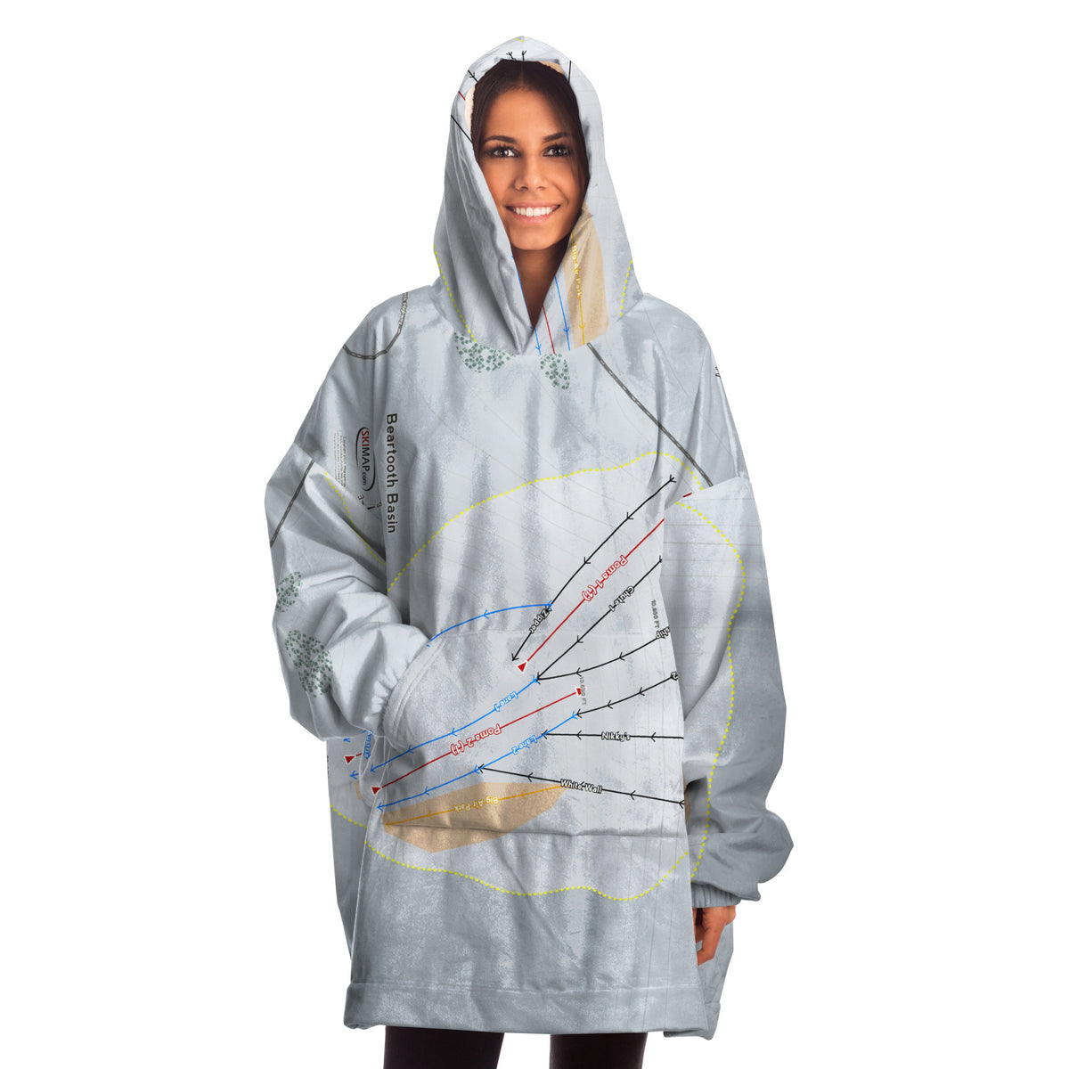 Beartooth Basin, Wyoming Ski Trail Map Snug Hoodie