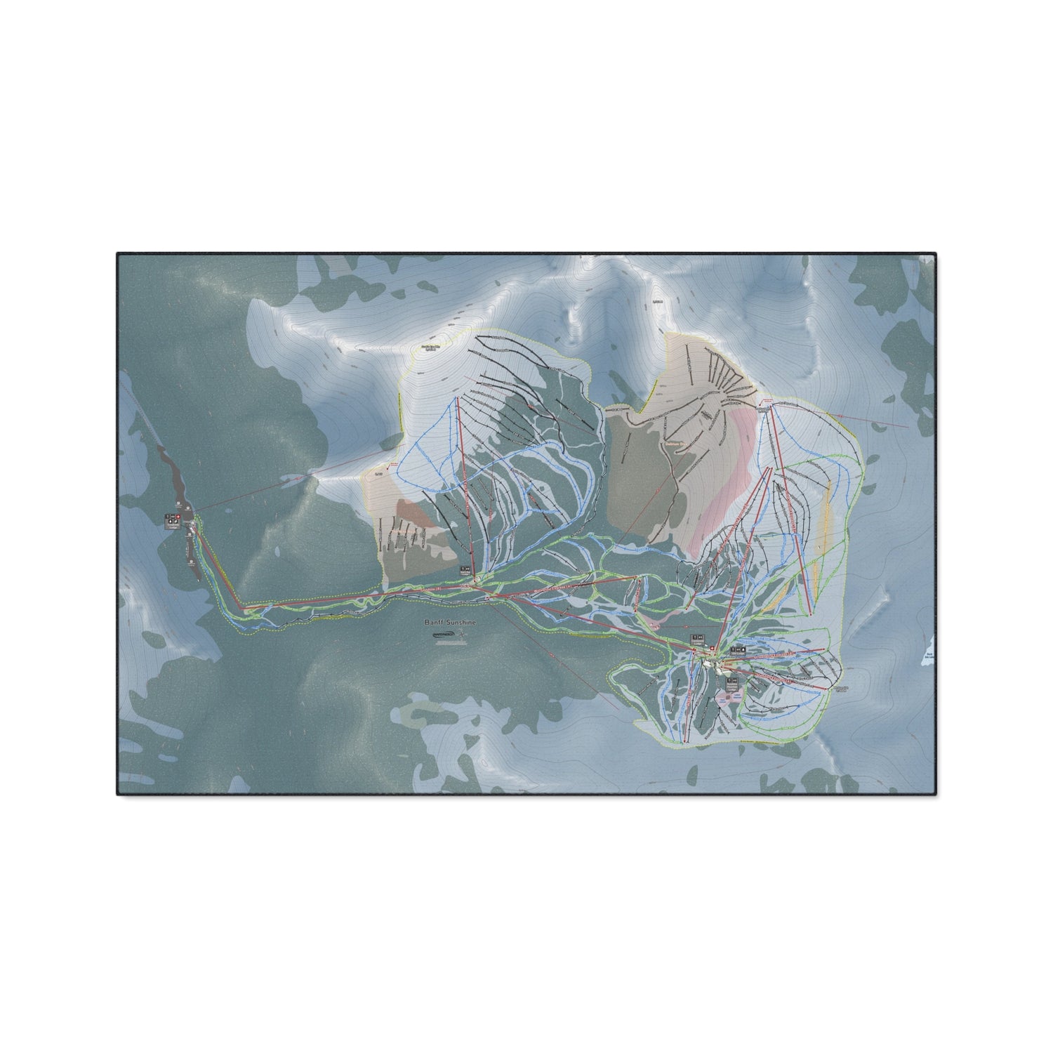 Banff Sunshine, Alberta Ski Resort Map Heavy Duty Floor Mat