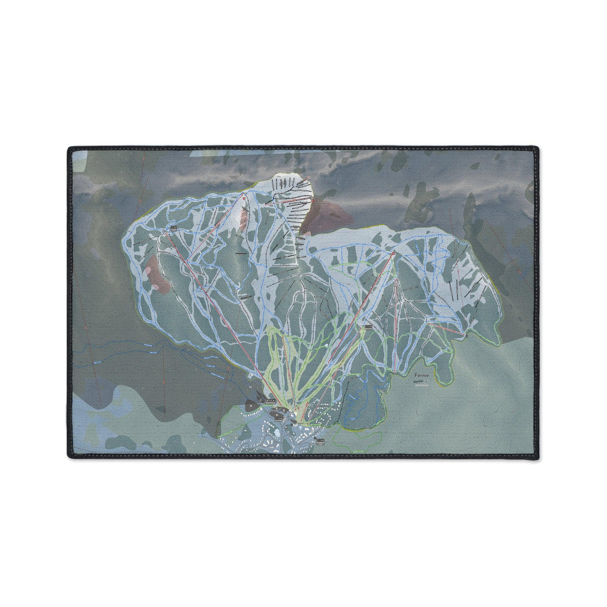 Fernie, British Columbia Ski Resort Map Heavy Duty Floor Mat