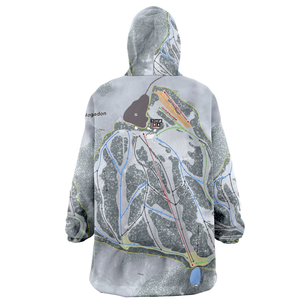 Hogadon, Wyoming Ski Trail Map Snug Hoodie