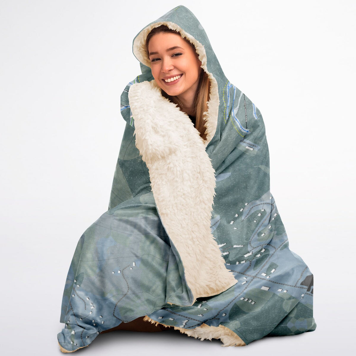 Cranmore Mountain, New Hampshire Ski Trail Map - Adult Hooded Blanket