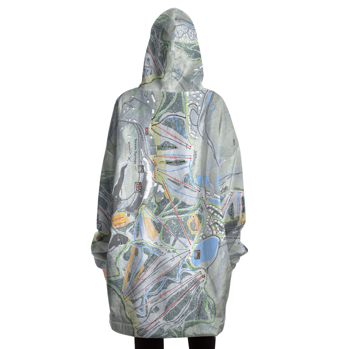 Seven Springs, Pennsylvania Ski Trail Map - Snug Hoodie