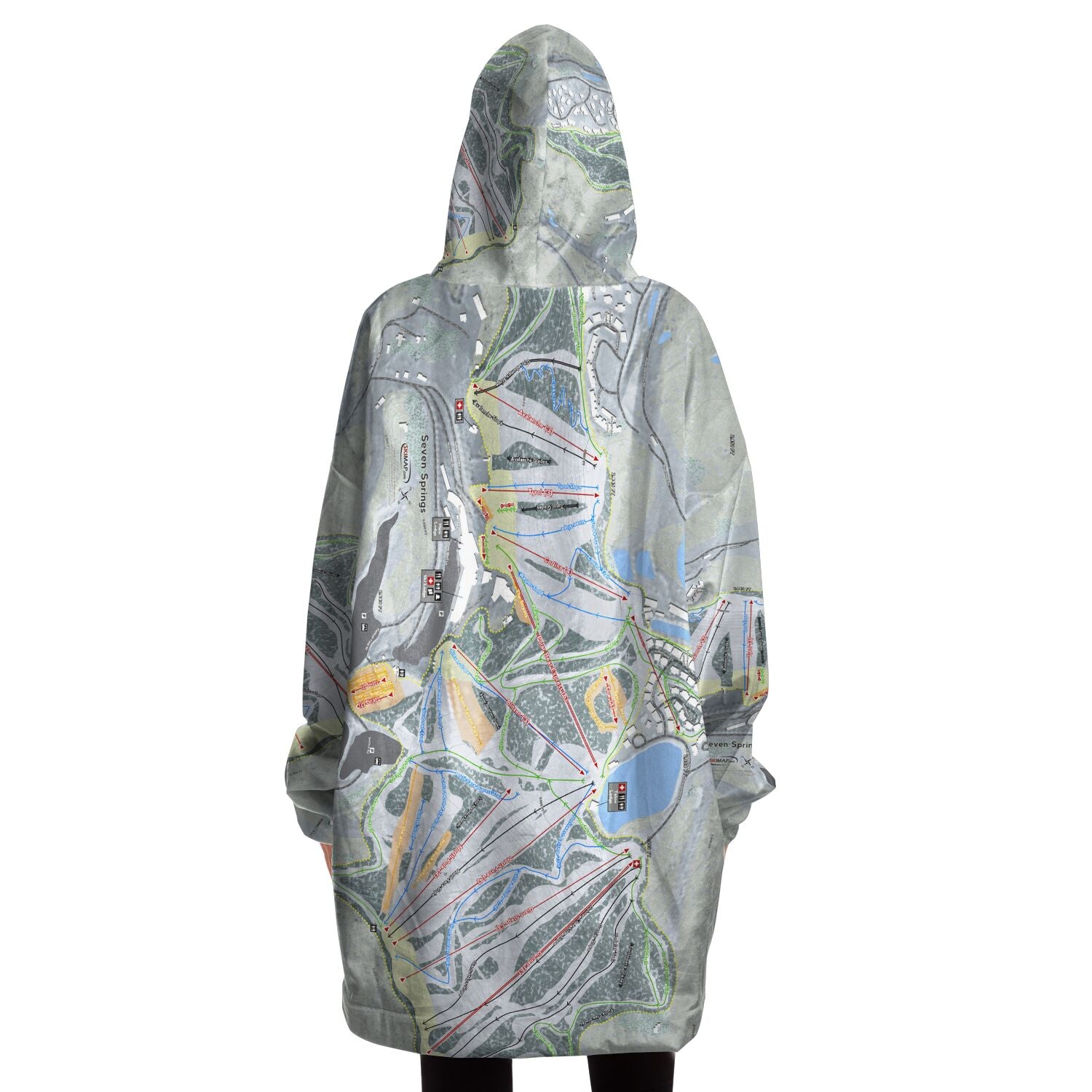 Seven Springs, Pennsylvania Ski Trail Map - Snug Hoodie