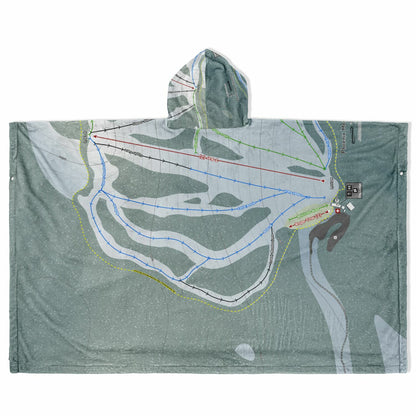 Phoenix Mountain, British Columbia Ski Resort Map Flannel Blanket Poncho