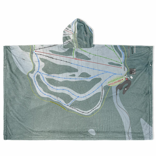 Phoenix Mountain, British Columbia Ski Resort Map Flannel Blanket Poncho
