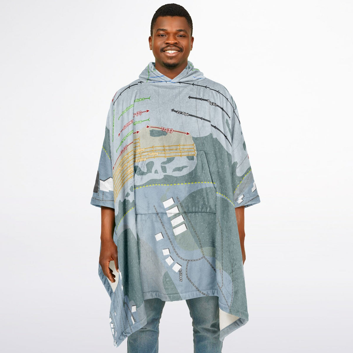 Woodward Park City, Utah Ski Resort Map Flannel Blanket Poncho