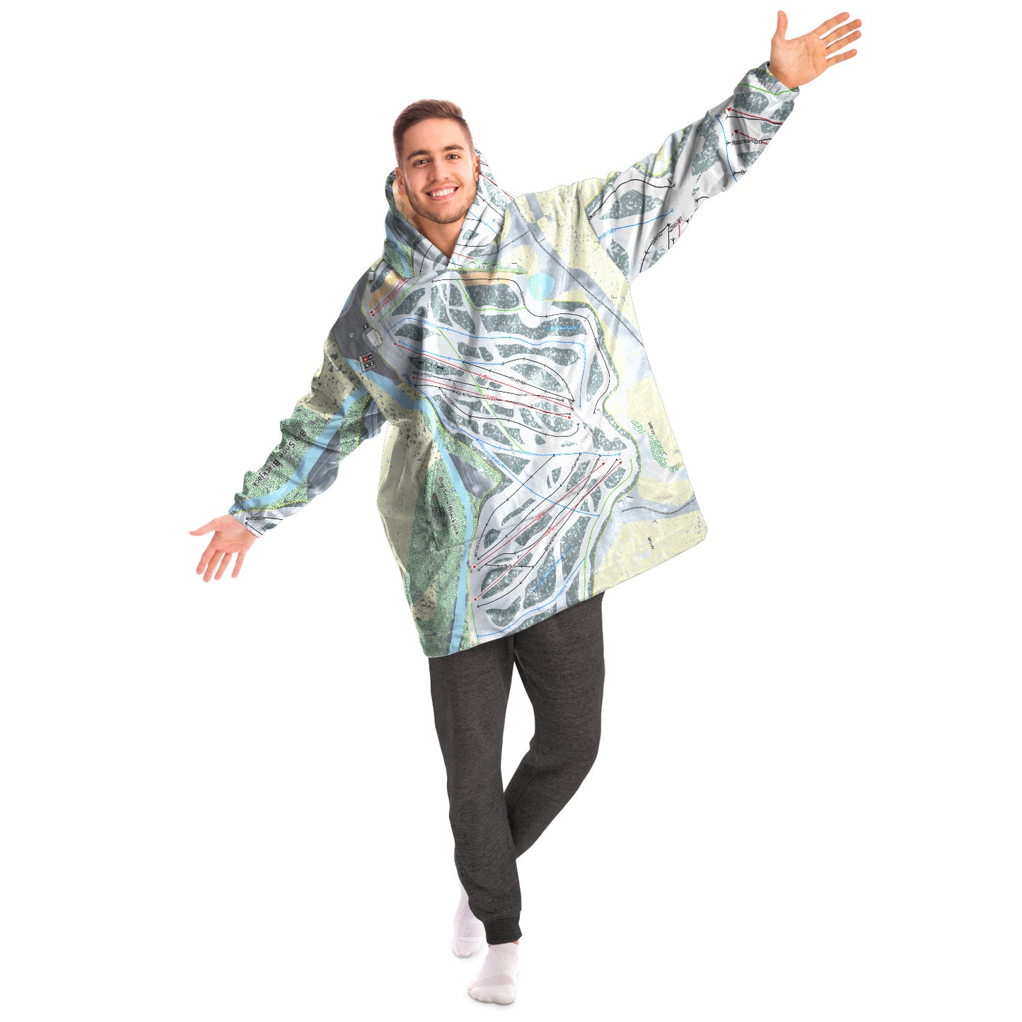 Big Snow BlackJack, Michigan Ski Trail Map Snug Hoodie - Powderaddicts