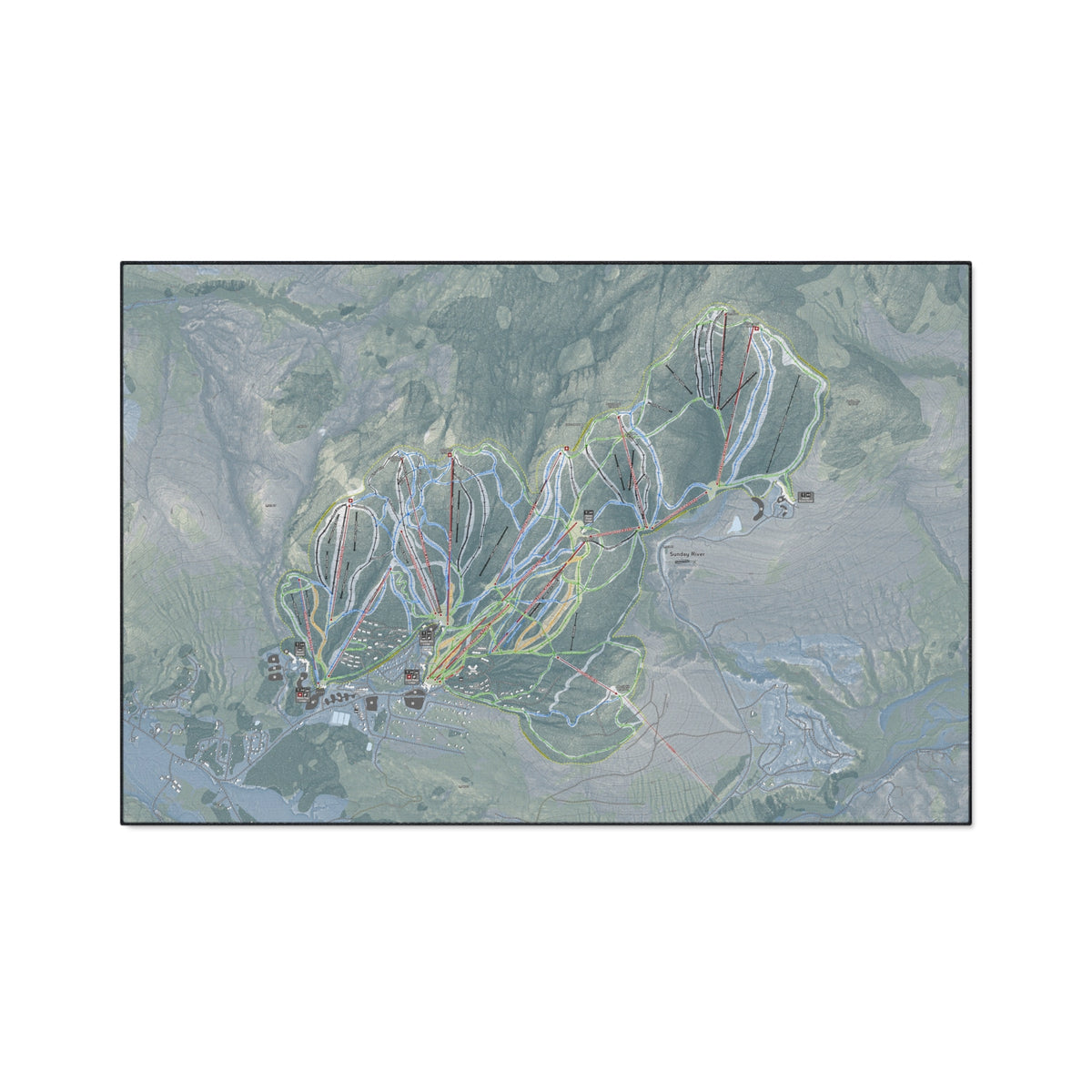 Sunday River, Maine Ski Resort Map Heavy Duty Floor Mat