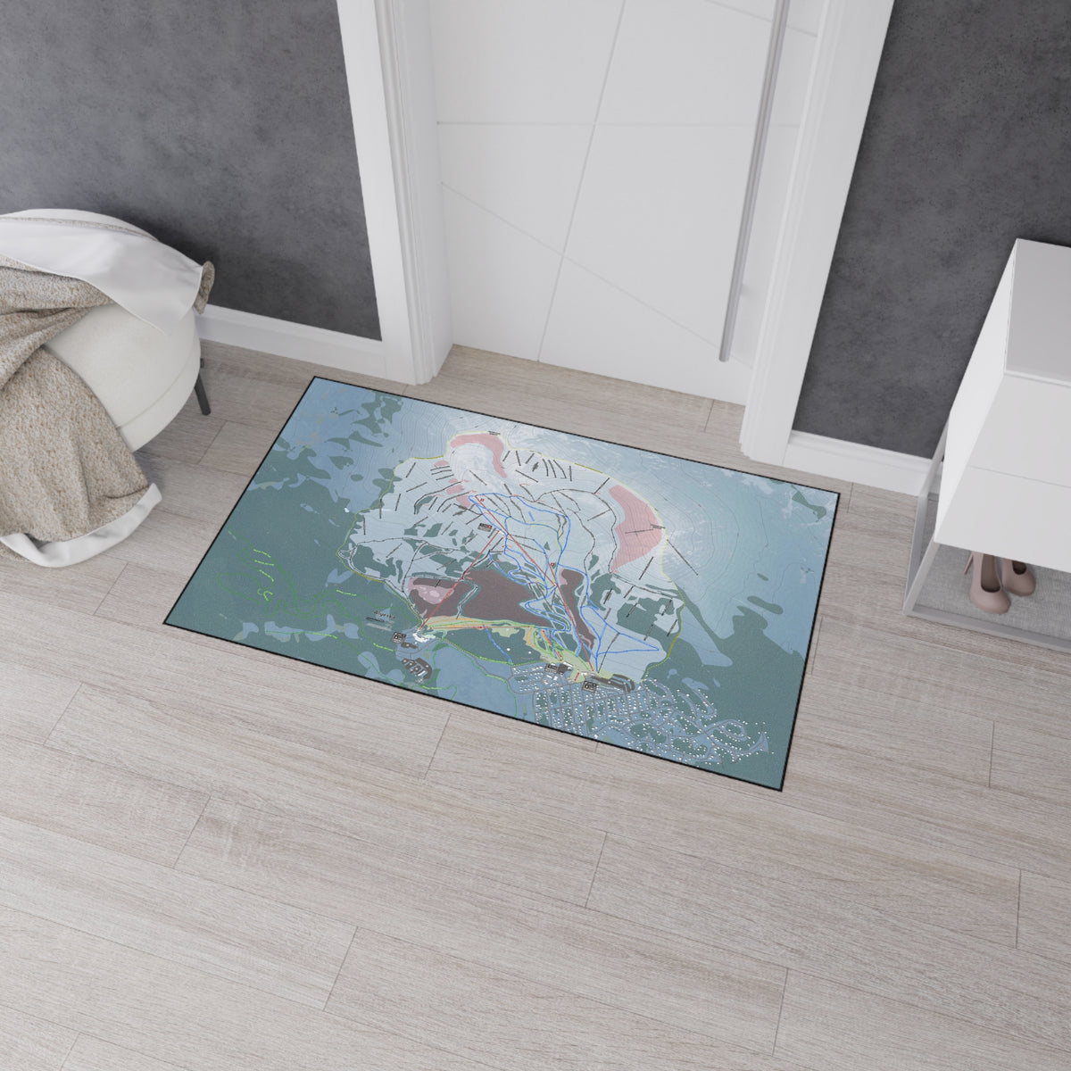 Alyeska, Alaska Ski Resort Map Heavy Duty Floor Mat