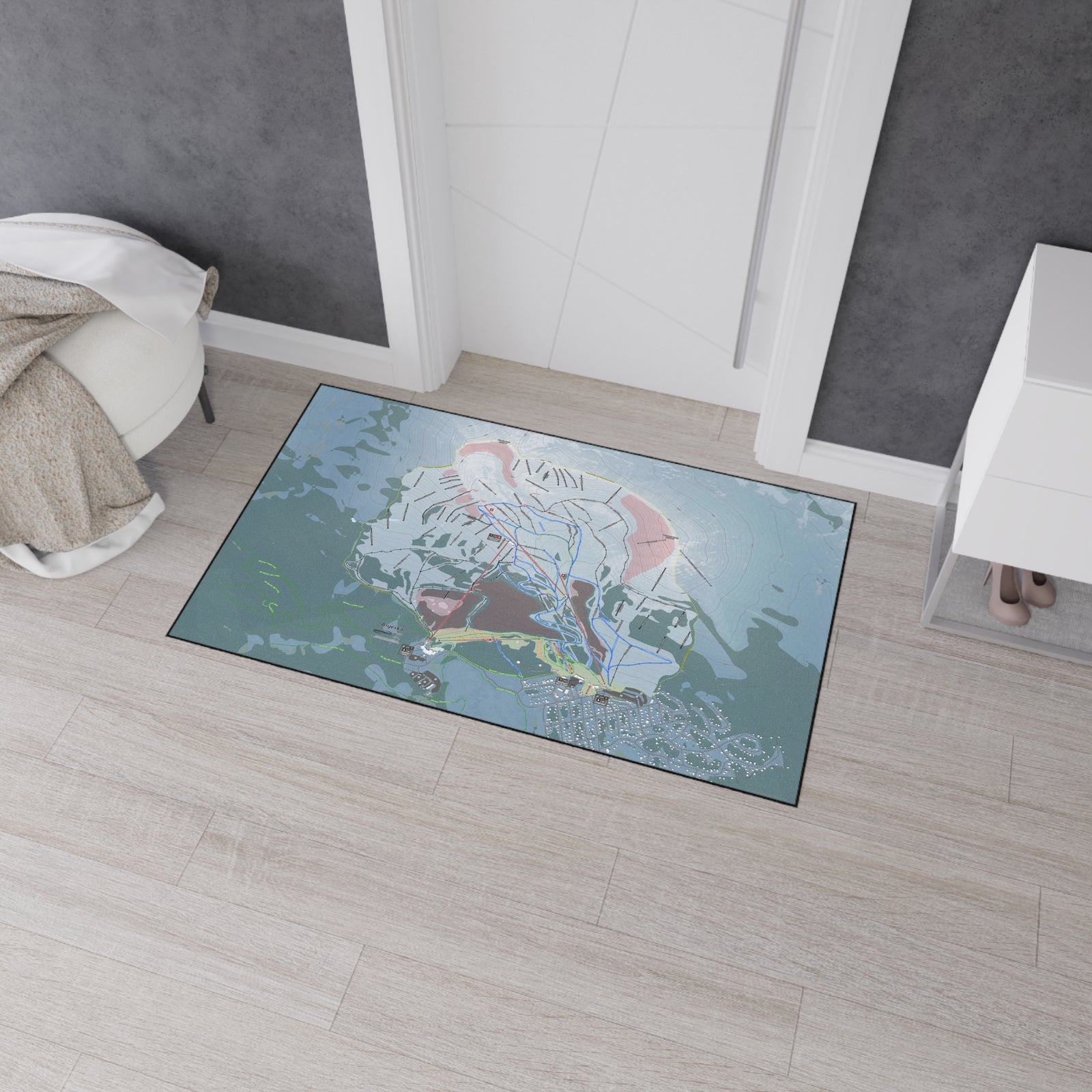 Alyeska, Alaska Ski Resort Map Heavy Duty Floor Mat