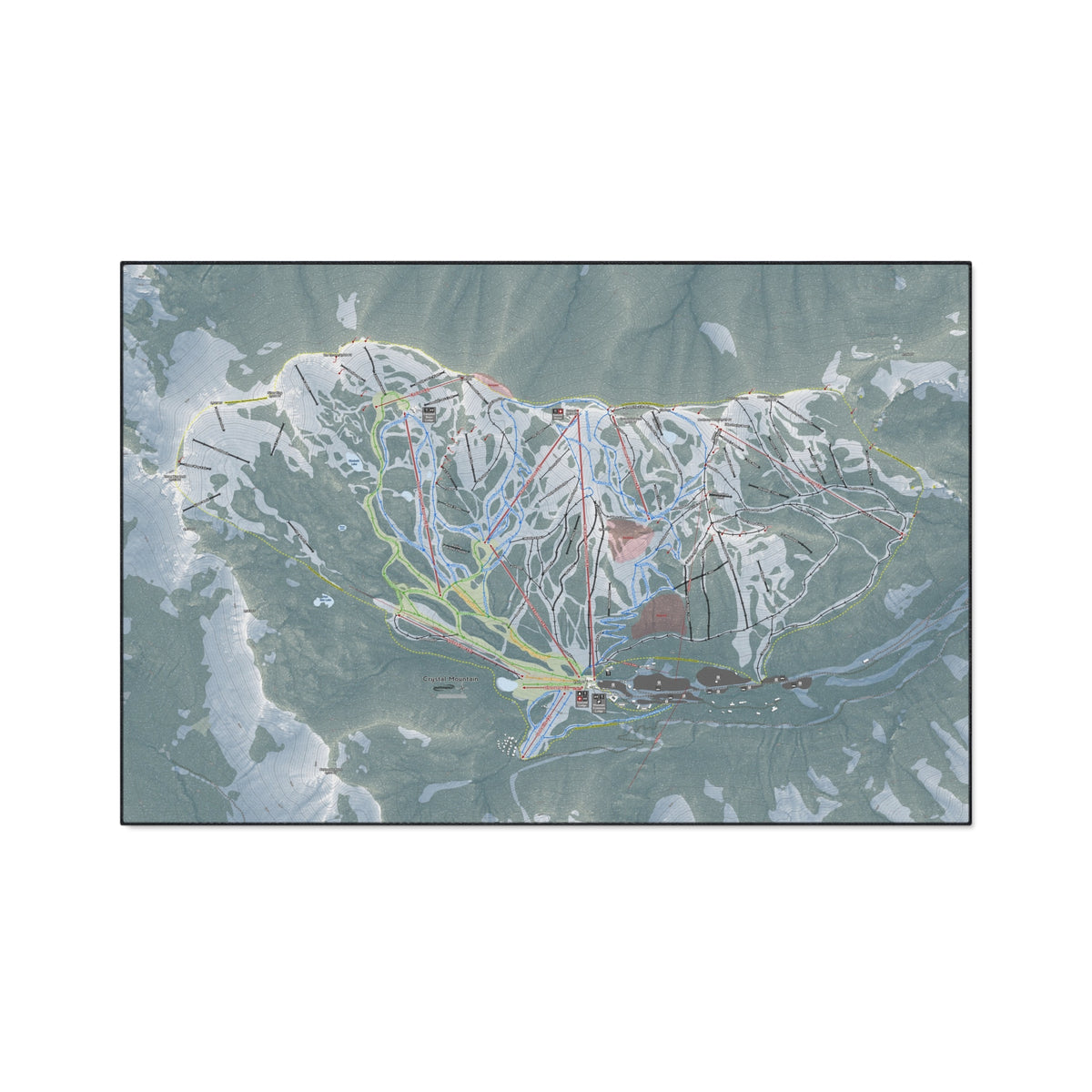 Crystal Mountain, Washington Ski Resort Map Heavy Duty Floor Mat