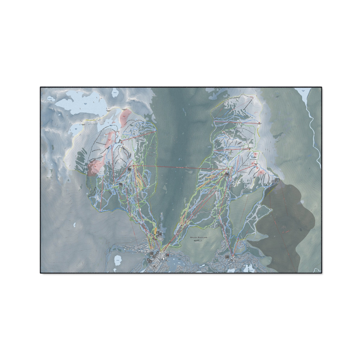 Whistler Blackcomb, British Columbia Ski Resort Map Heavy Duty Floor Mat