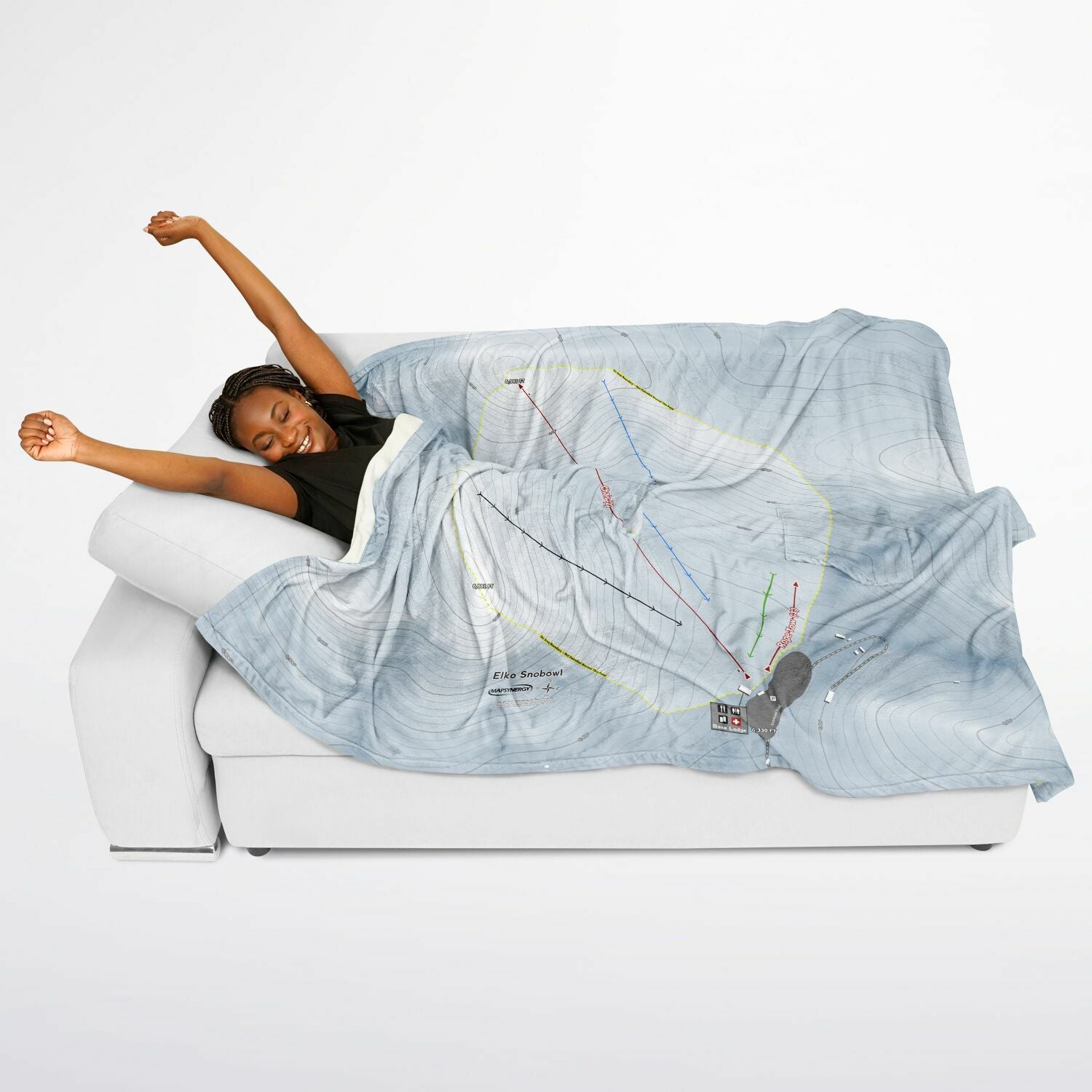 Elko Snobowl, Nevada Ski Resort Map Flannel Blanket Poncho