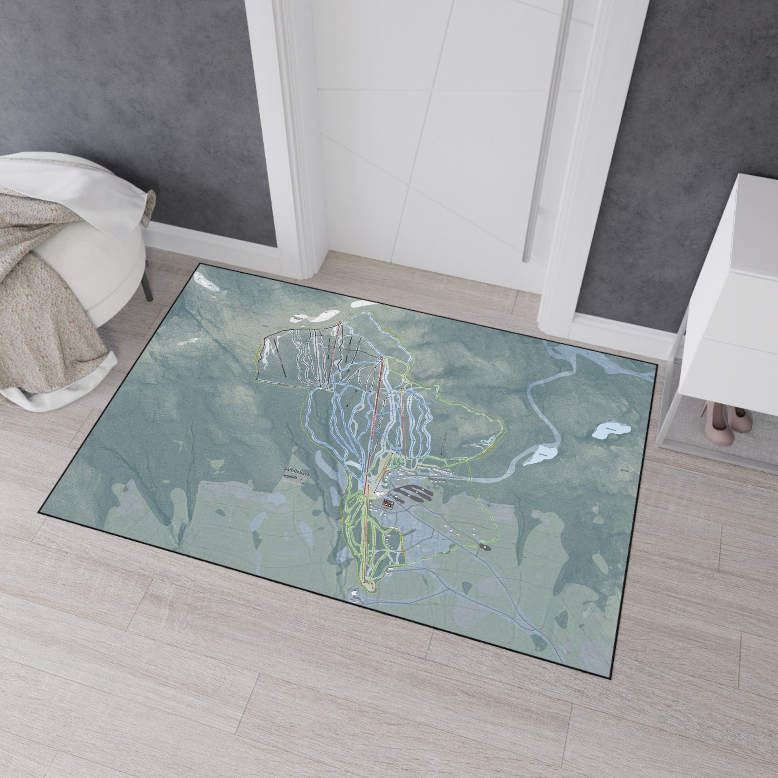 Saddleback Mountain, Maine Ski Resort Map Heavy Duty Floor Mat