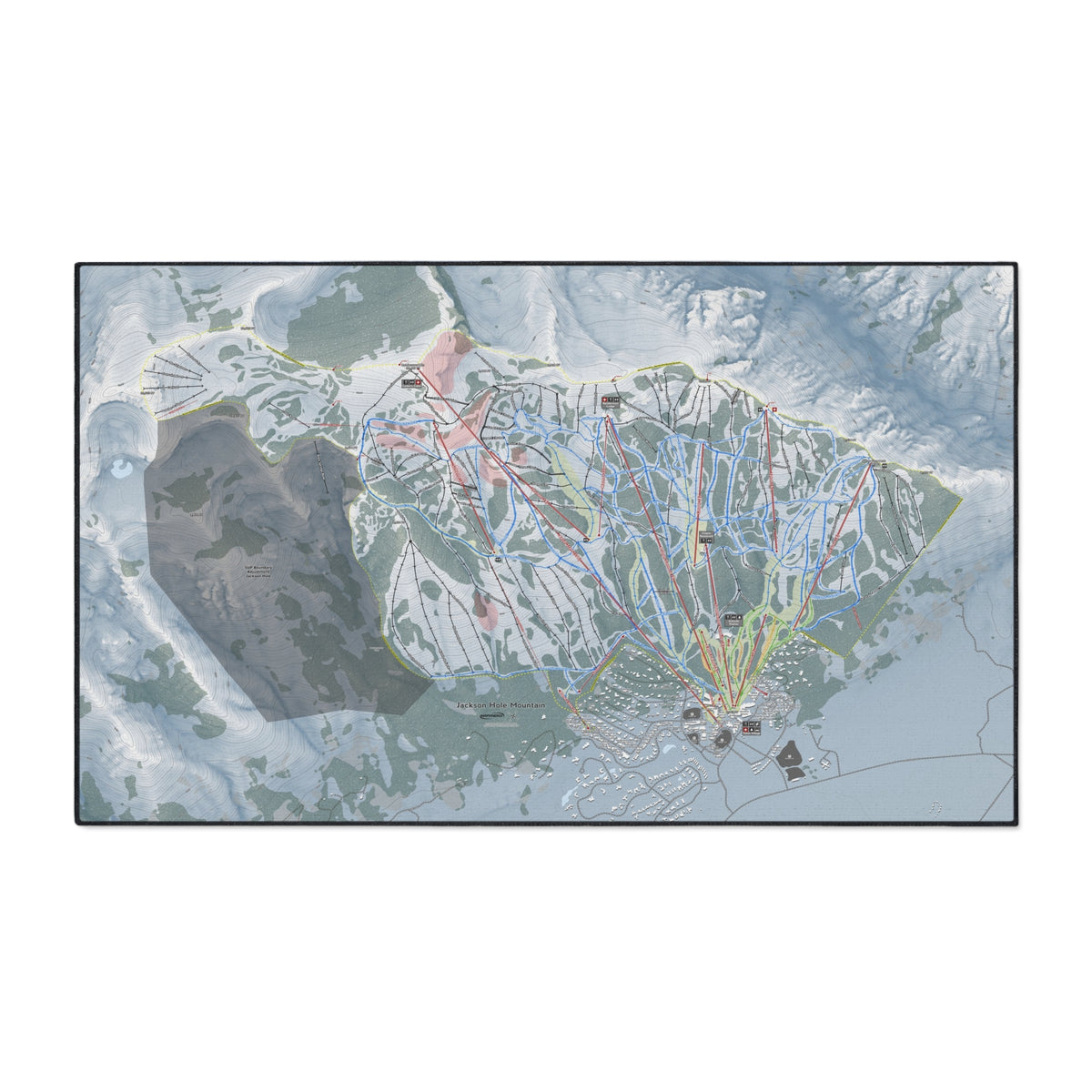 Jackson Hole Mountain, Wyoming Ski Resort Map Heavy Duty Floor Mat