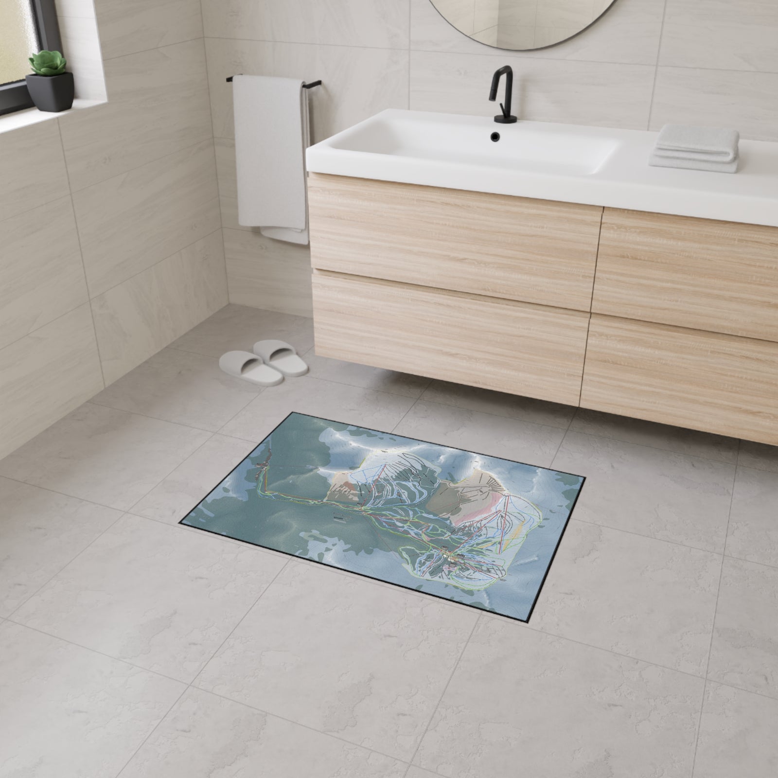 Banff Sunshine, Alberta Ski Resort Map Heavy Duty Floor Mat