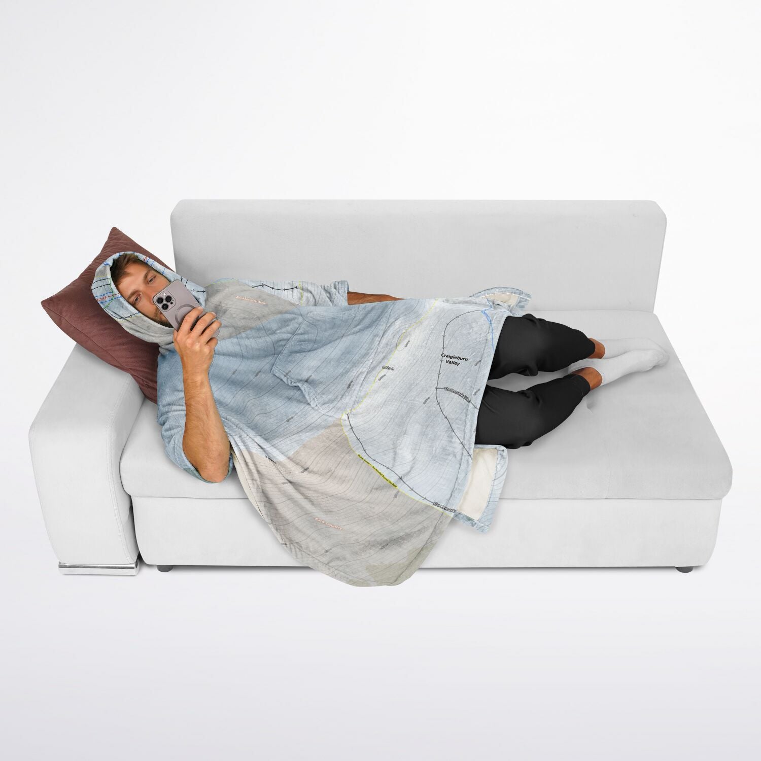 Broken Rive, New Zealand Ski Resort Map Flannel Blanket Poncho