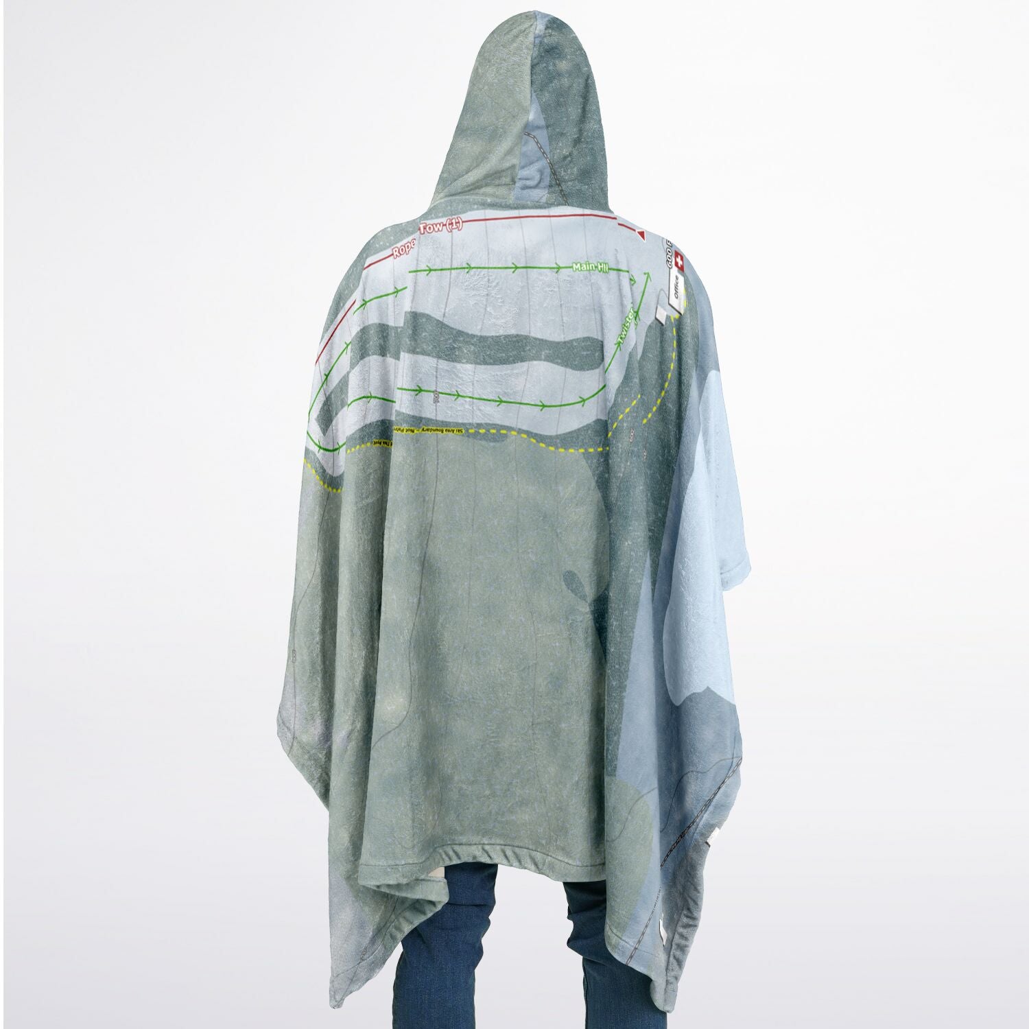 Abenaki, New Hampshire Ski Resort Map Flannel Blanket Poncho