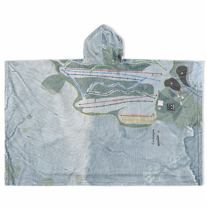 Cockaigne, New York Ski Resort Map Flannel Blanket Poncho