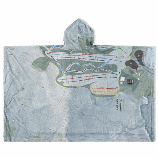 Cockaigne, New York Ski Resort Map Flannel Blanket Poncho