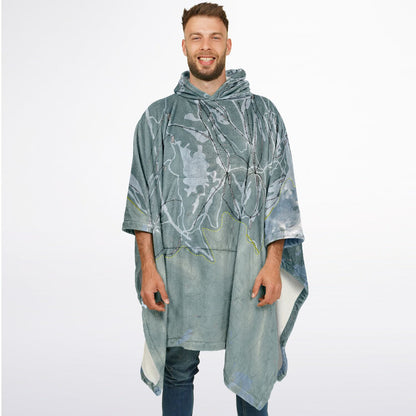 Island Lake Lodge, British Columbia Ski Resort Map Flannel Blanket Poncho