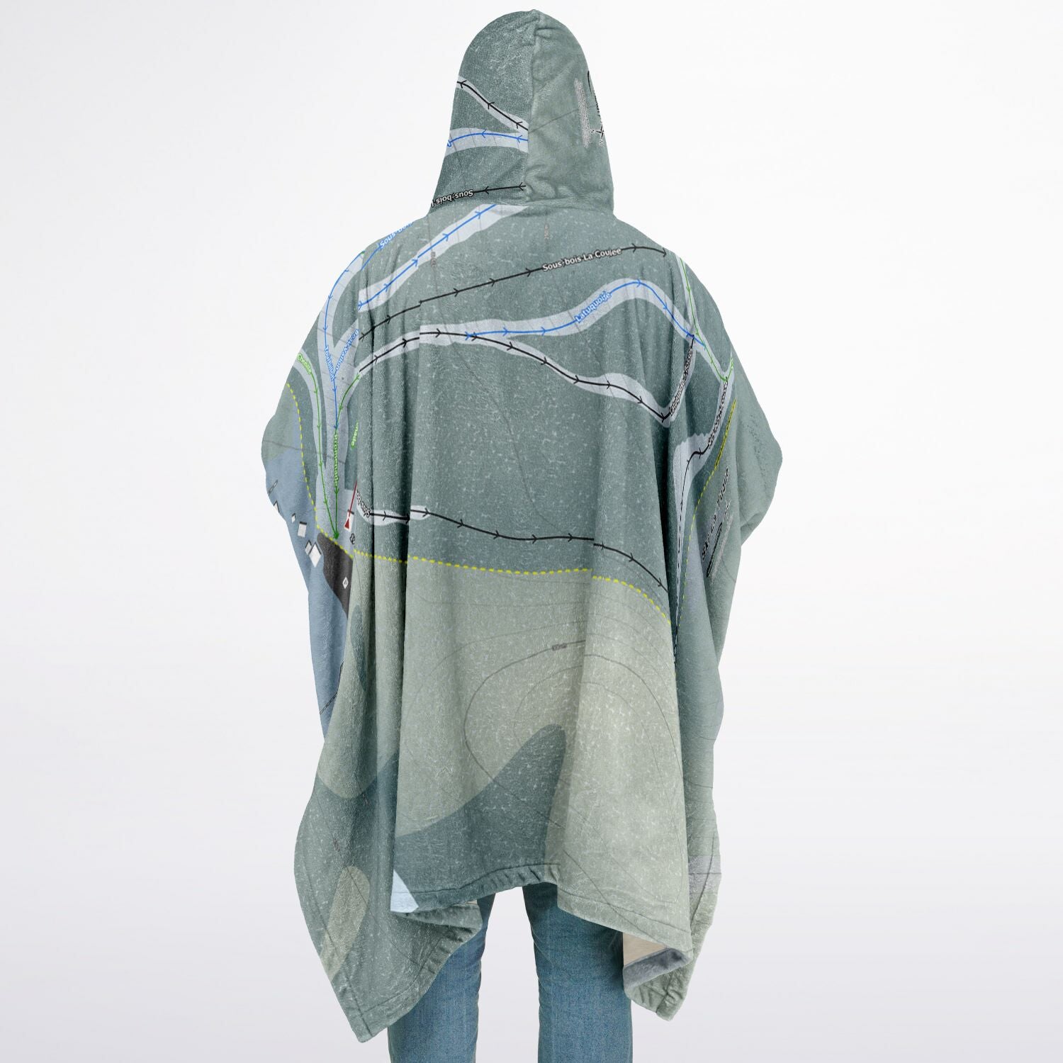 SkiLa Tuque, Quebec Ski Resort Map Flannel Blanket Poncho