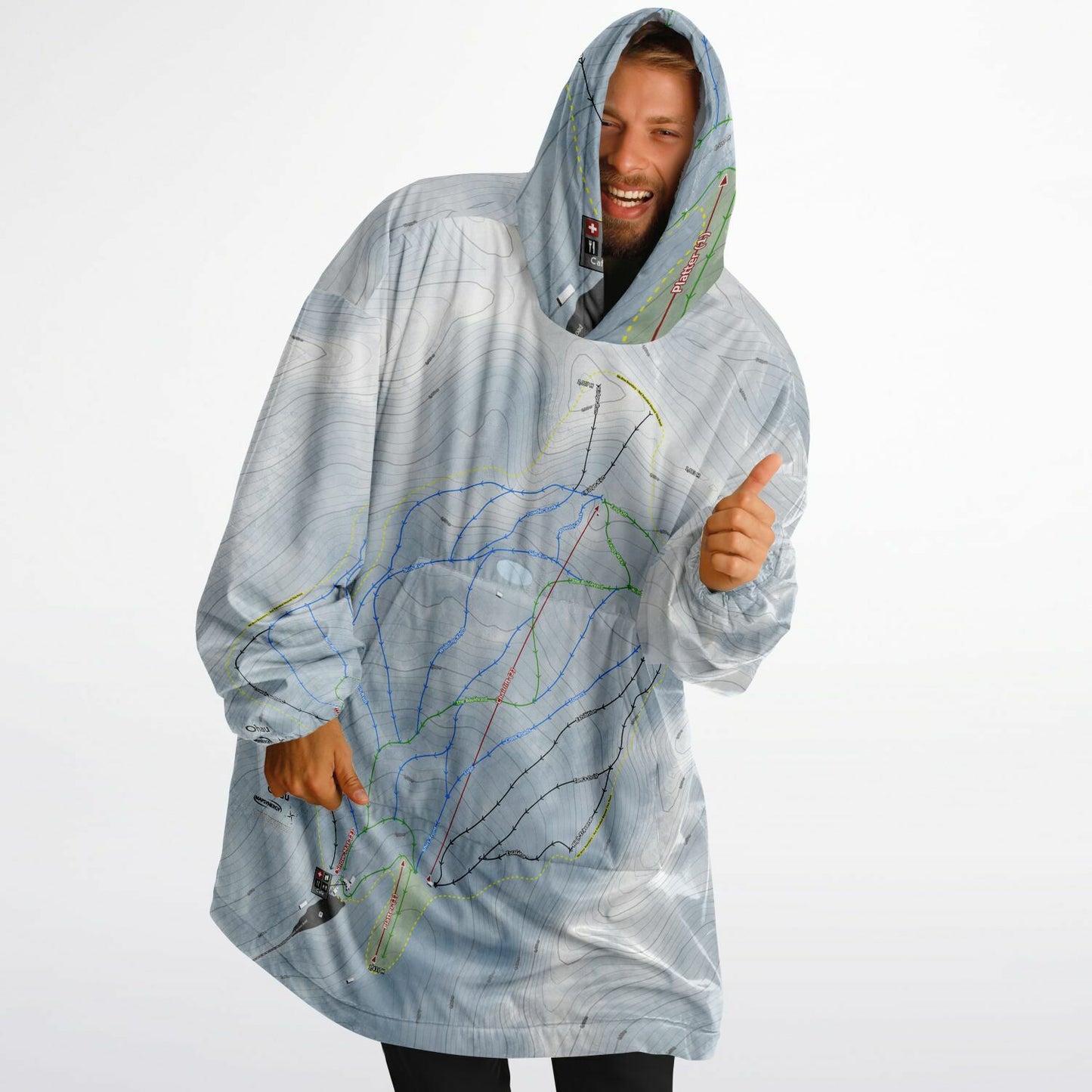 Ohau, New Zealand Ski Trail Map - Snug Hoodie - Powderaddicts