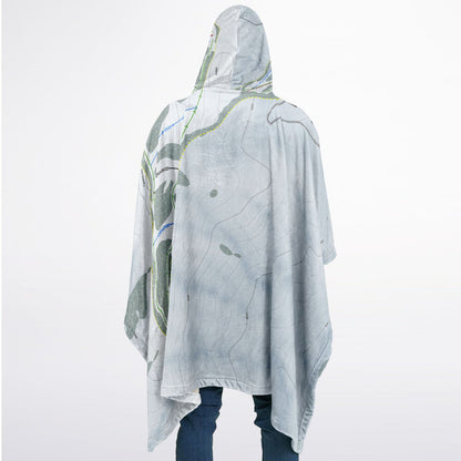 Bald Mountain, Idaho Ski Resort Map Flannel Blanket Poncho