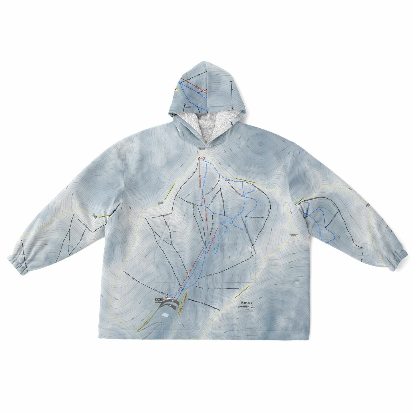 Porters, New Zealand Ski Trail Map - Snug Hoodie - Powderaddicts