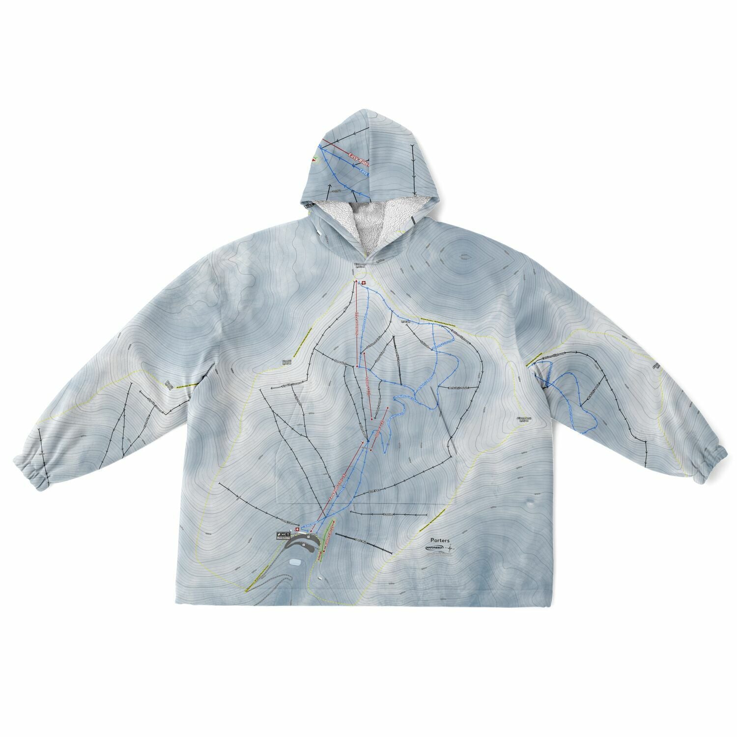 Porters, New Zealand Ski Trail Map - Snug Hoodie - Powderaddicts