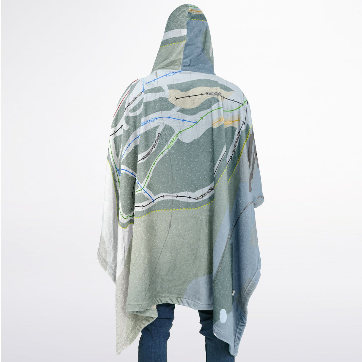 Bear Mountain Ski Hill, British Columbia Ski Resort Map Flannel Blanket Poncho