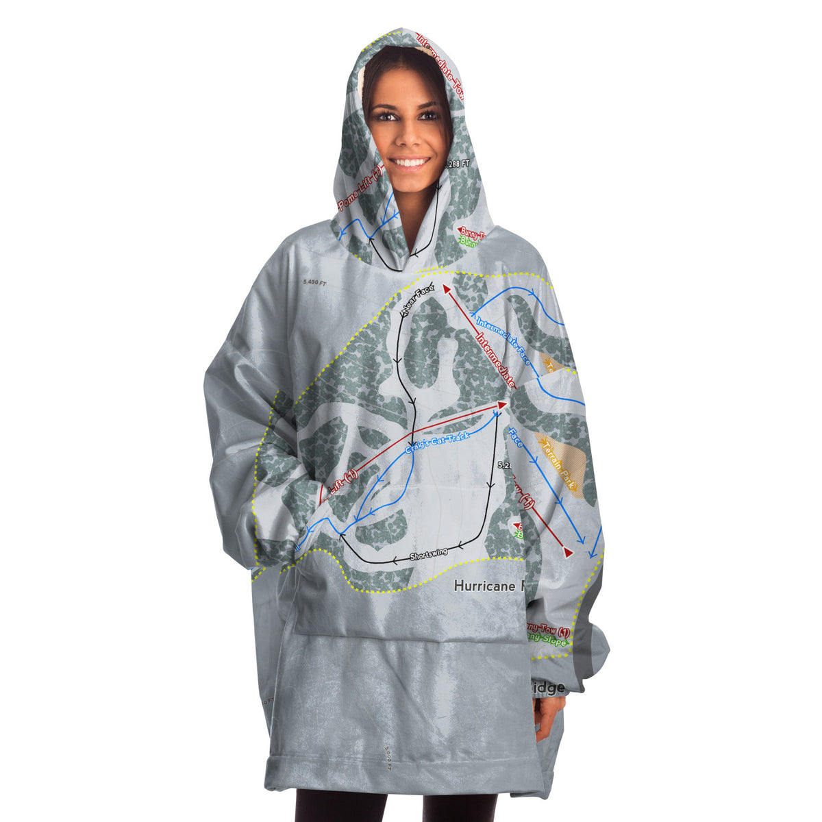 Hurricane Ridge, Washington Ski Trail Map - Snug Hoodie