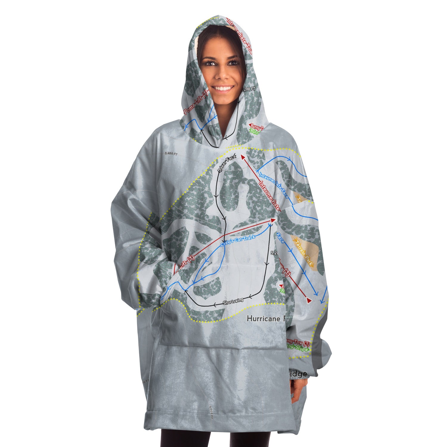 Hurricane Ridge, Washington Ski Trail Map - Snug Hoodie