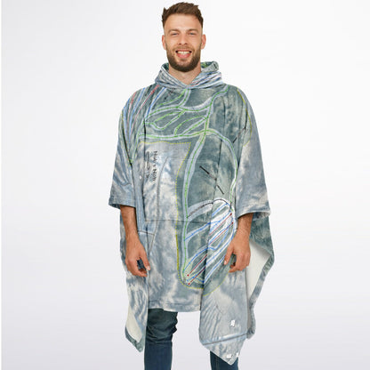 Nubs Nob, Michigan Ski Resort Map Flannel Blanket Poncho