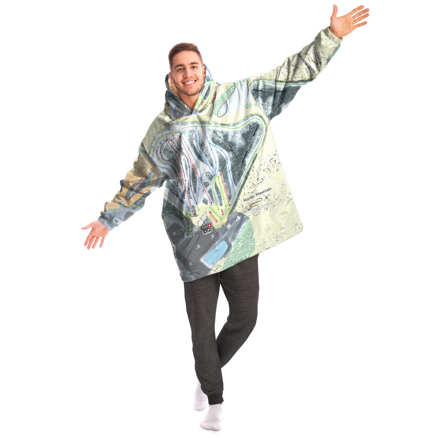Nordic Mountain, Wisconsin Ski Trail Map - Snug Hoodie - Powderaddicts