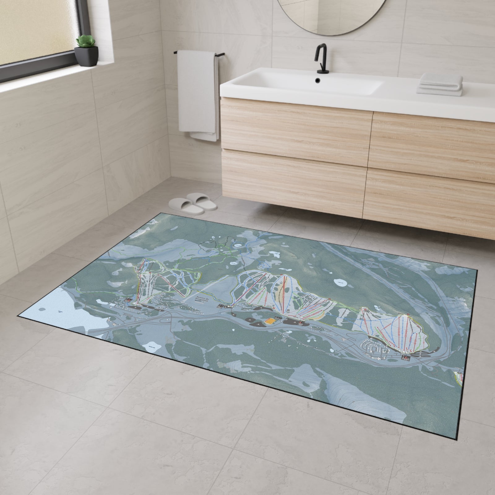 Summit At Snoqualmie, Washington Ski Resort Map Heavy Duty Floor Mat