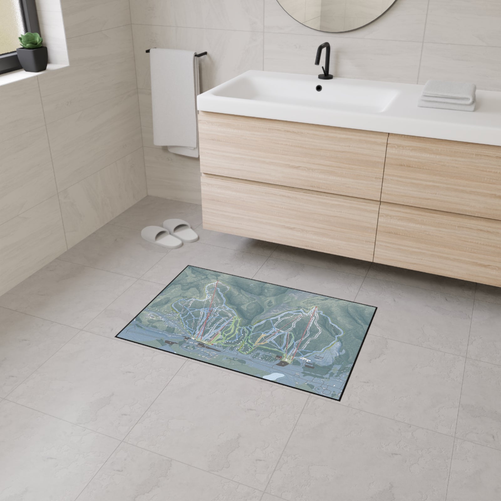 Attitash Mountain, New Hampshire Ski Resort Map Heavy Duty Floor Mat