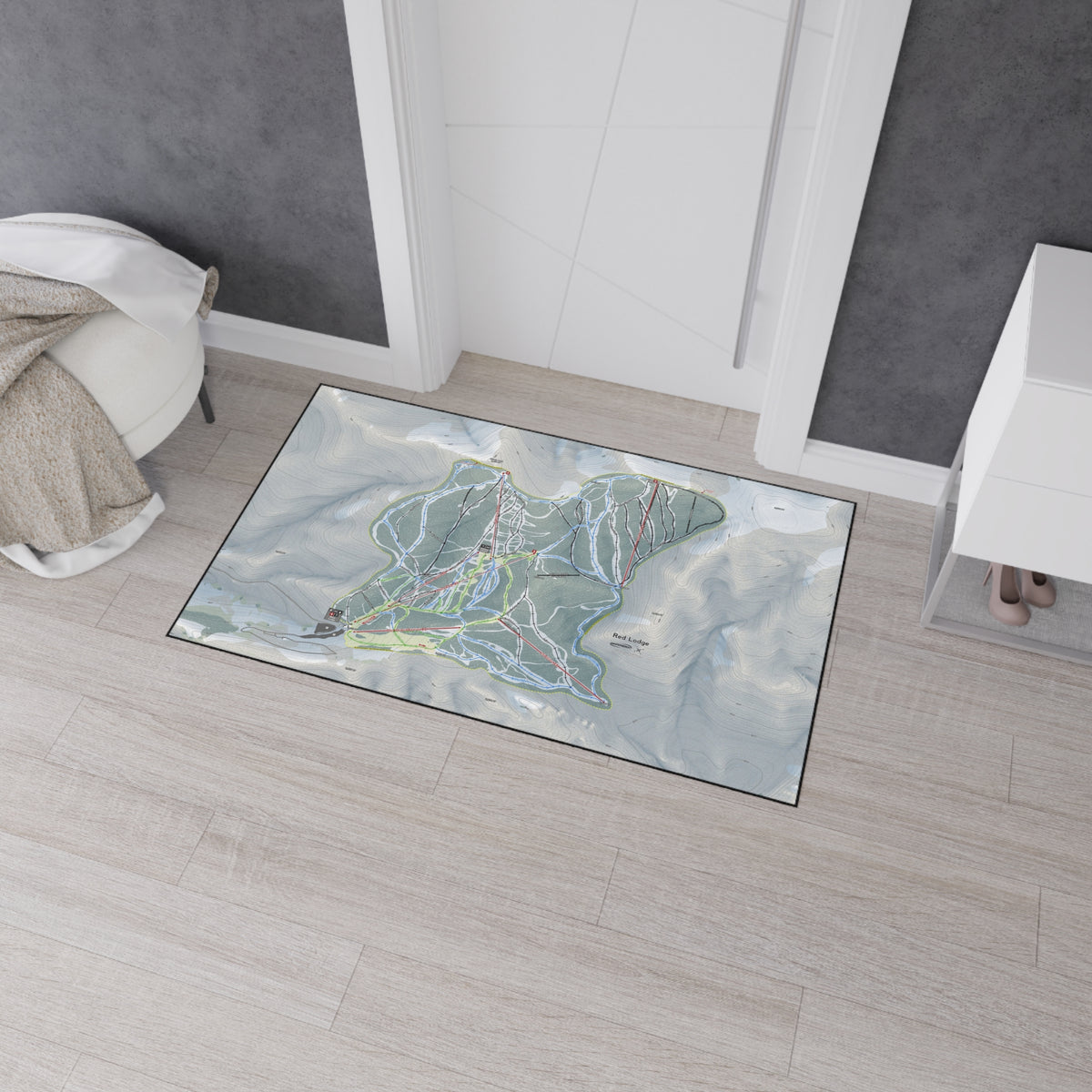 Red Lodge, Montana Ski Resort Map Heavy Duty Floor Mat